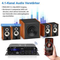 S-299 4.1 kanálový HiFi zesilovač, RMS 40Wx4+50W Bluetooth mini audio zesilovač s maximální výkonem 800W, pasivní subwoofer zesi